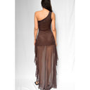 Sirène Maxi Mesh Dress - Brown