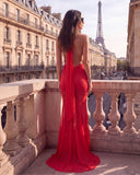 Eternal Midnight  Red Mesh  & Lace Maxi Dress - Limited Edition