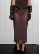 Aura Midi Skirt in Brown