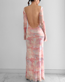 Lueur Maxi Mesh Dress - Pink Print