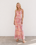 Énigme Maxi Mesh Dress - Pink Print