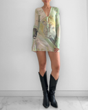 Améthyste Mini Mesh Dress - Green Print