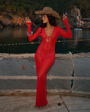 Améthyste Maxi Mesh Dress - Red