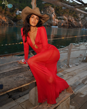 Améthyste Maxi Mesh Dress - Red