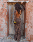 Lueur Maxi Mesh Dress - Leopard