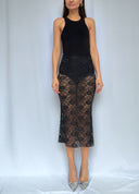 Aura Midi Skirt in Black Lace