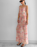 Énigme Maxi Mesh Dress - Pink Print