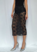 Aura Midi Skirt in Black Lace