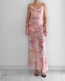 Énigme Maxi Mesh Dress - Pink Print