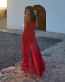 Sirène Maxi Mesh Dress - Red