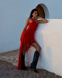 Sirène Maxi Mesh Dress - Red
