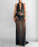 Eternal Midnight  Lace & Mesh Maxi Dress - Limited Edition