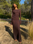 Lueur Maxi Mesh Dress - Brown