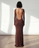 Lueur Maxi Mesh Dress - Brown