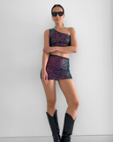 Aura Mini Skirt - Blue Sequin