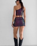 Aura Mini Skirt - Blue Sequin