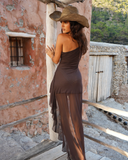 Sirène Maxi Mesh Dress - Brown