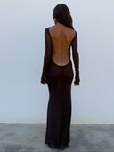 Lueur Maxi Mesh Dress - Brown