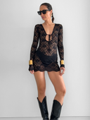 Améthyste Mini Mesh Dress - Black Lace