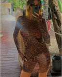 Brume Mini Mesh Dress - Cheetah