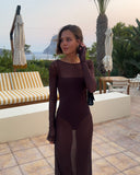 Brume Maxi Mesh Dress - Brown