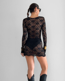 Améthyste Mini Mesh Dress - Black Lace