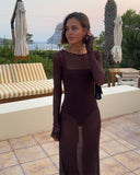 Brume Maxi Mesh Dress - Brown