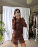 Brume Mini Mesh Dress - Cheetah