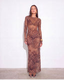 Brume Maxi Mesh Dress - Cheetah