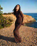Lueur Maxi Mesh Dress - Brown