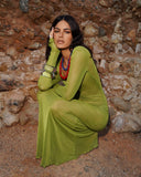 Améthyste Maxi Mesh Dress - Olive Green