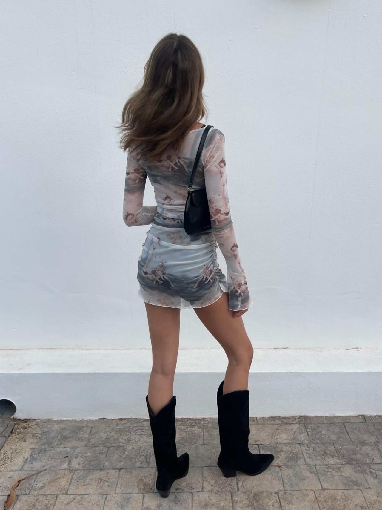 Mystère Mini Mesh Dress - Grey Print