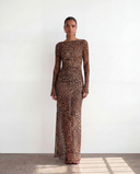 Lueur Maxi Mesh Dress - Leopard