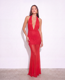 Eternal Midnight  Red Mesh  & Lace Maxi Dress - Limited Edition