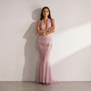 Eternal Midnight  Pink Sequin & Mesh Maxi Dress - Limited Edition