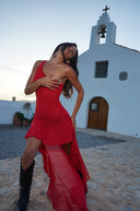 Sirène Maxi Mesh Dress - Red