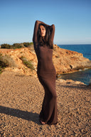 Lueur Maxi Mesh Dress - Brown