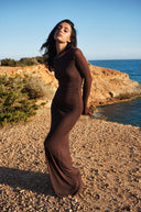Lueur Maxi Mesh Dress - Brown