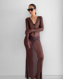 Améthyste Maxi Mesh Dress - Brown