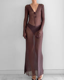 Améthyste Maxi Mesh Dress - Brown