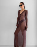 Améthyste Maxi Mesh Dress - Brown