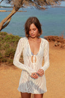 Améthyste Mini Mesh Dress - Cream Crochet