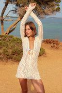 Améthyste Mini Mesh Dress - Cream Crochet