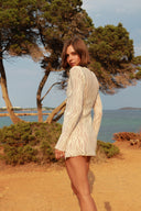 Améthyste Mini Mesh Dress - Cream Crochet