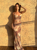 Énigme Maxi Mesh Dress - Brown Print