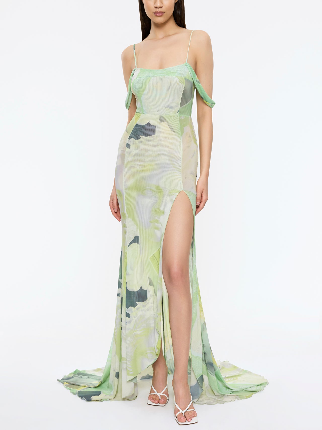 Amazone Mesh Gown - Green Print