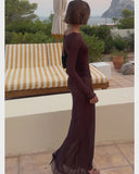Brume Maxi Mesh Dress - Brown