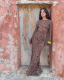 Lueur Maxi Mesh Dress - Leopard